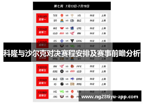 科隆与沙尔克对决赛程安排及赛事前瞻分析